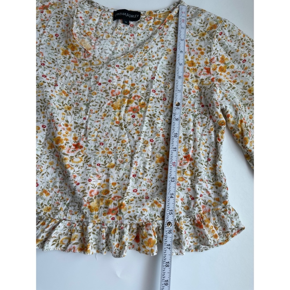 Cynthia Rowley fairy floral half sleeve bohemian Multicolor Blouse - Picture 10 of 11